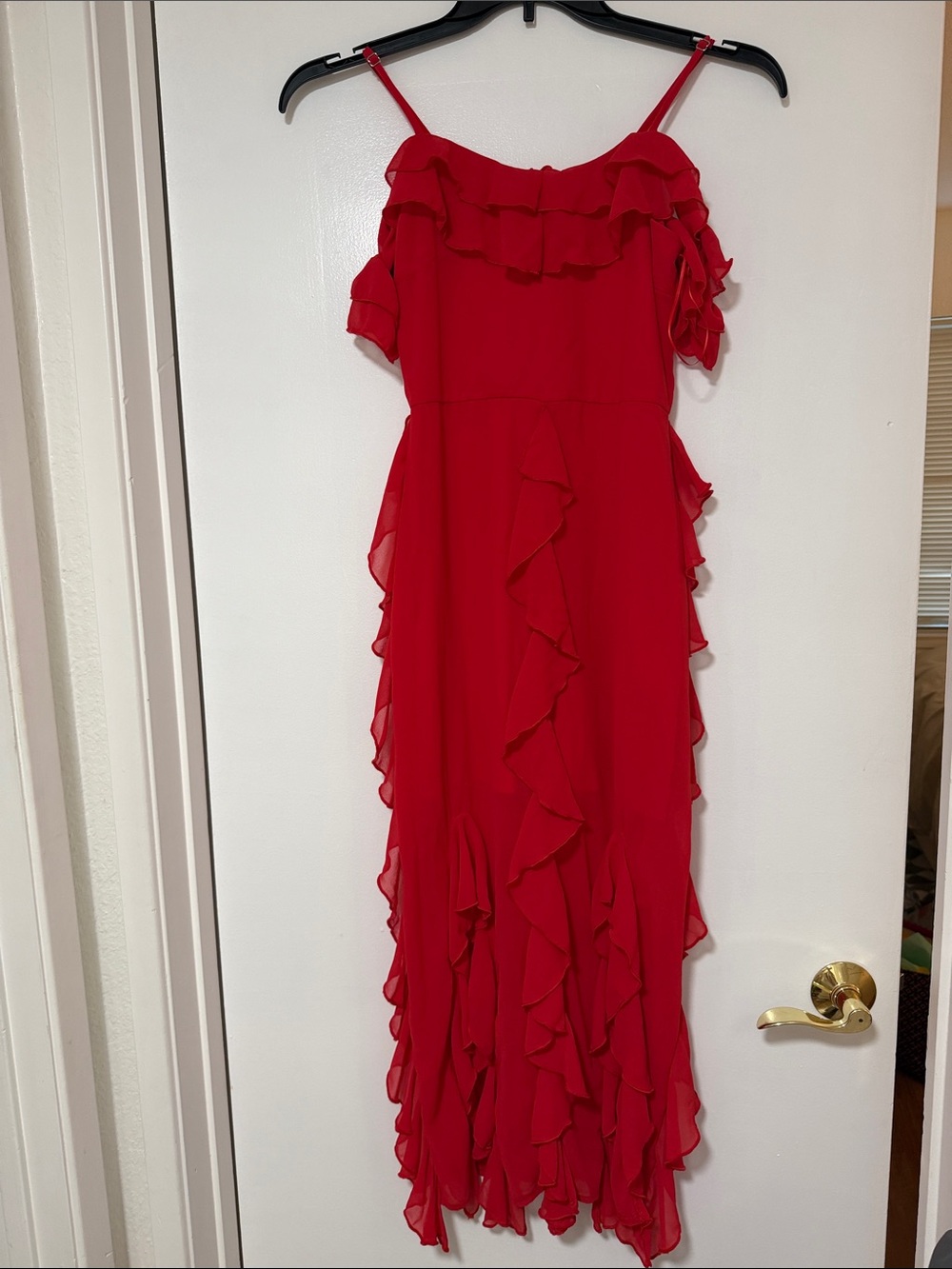 Red Ruffled Maxi Dress